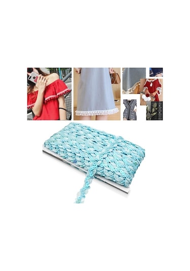 Rogfer Zp0003015 Dalga Şekli Payetler Dantel Kemer Dıy Giyim Aksesuarları, Uzunluk: 25m, Genişlik: 1.5cm Gök Mavisi