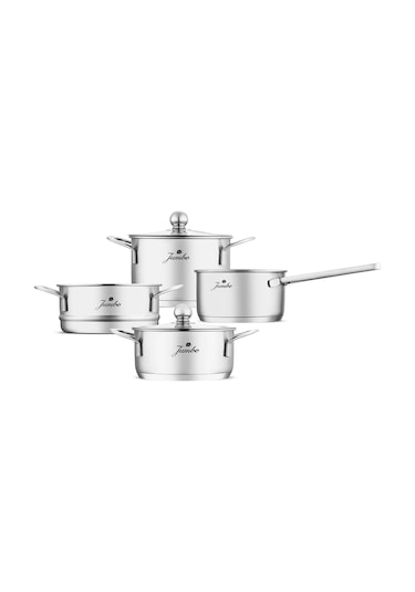 Jumbo New Baby Steel 6 Parça Çelik Mini Tencere Seti Gri