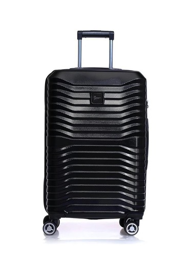 Orta Boy %100 Polikarbon Valiz Siyah 1819 Siyah
