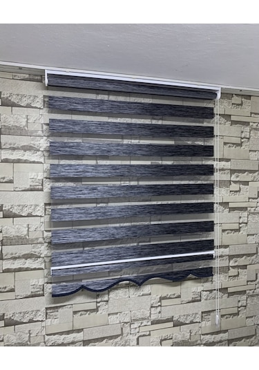 Antrasit Gri Renk Bambu Zebra Perde (Etekli)