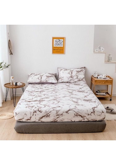 Kahverengi Çepeçevre Elastik Lastik Bantlı Çarşaf Yatak Örtüsü Kaymaz Toz Geçirmez Levha Merm Bağlantı Parçası Ç. K. Alez 56961750 Kahverengi