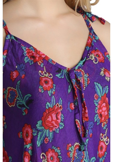 Askılı Vual Afrodit Midi Boy Elbise Mor 6084 - Kadın