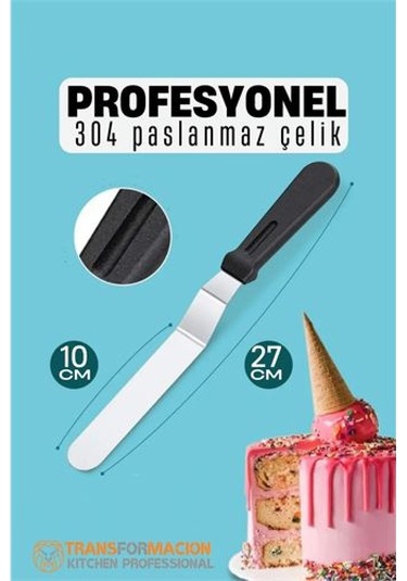 Pasta Spatulası Profesyonel 304 Paslanmaz Çelik 27 Cm Çok Renkli
