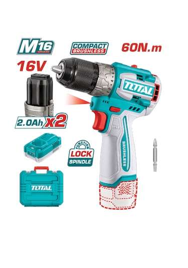 Total M16 16 V 2.0 AH 60 NM TDLI16682 Li-Ion Akülü Kömürsüz Matkap