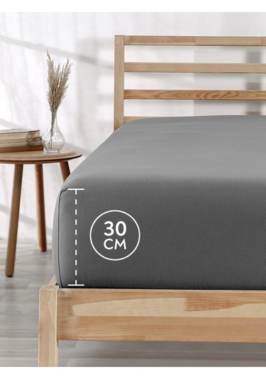 %100 Pamuklu Tek/çift Kişilik Lastikli Çarşaf Fitted Jersey Penye Çarşaf Gri