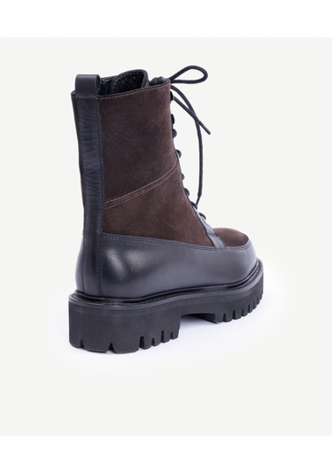 Yargıcı Kalın Tabanlı Deri Bağcıklı Postal Bot 25kkay4021x 003 Kahverengi