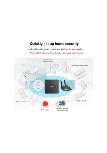 Konesam 4 Tuşlu 433mhz Kablosuz Kumanda 1527 Çipi - Güvenlik Alarmı İçin Asker/çıkar/sos/ev Modu, Pil Dahil Wl-8w