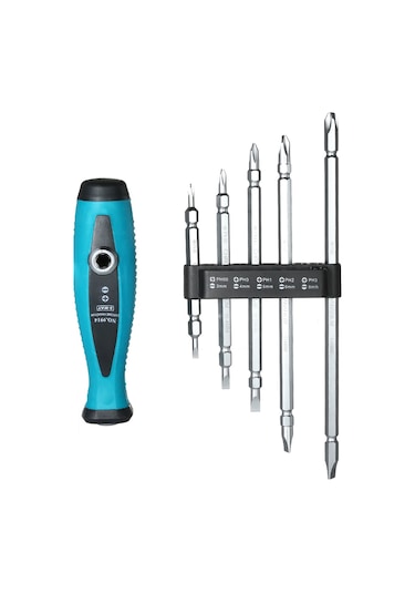 Suofeng Cr-v 6150 Çelik Manyetik Tornavida Seti, Artı Ve Düz Uç, Torque Artırıcı Kolu, Ev Aletleri Tamiri İçin 5 Adet Uç