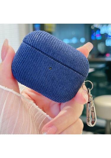Airpods Uyumlu Pro İçin Kadife Kumaş Desenli Kulaklık Koruyucu Kılıf Kraliyet Mavisi Mavi