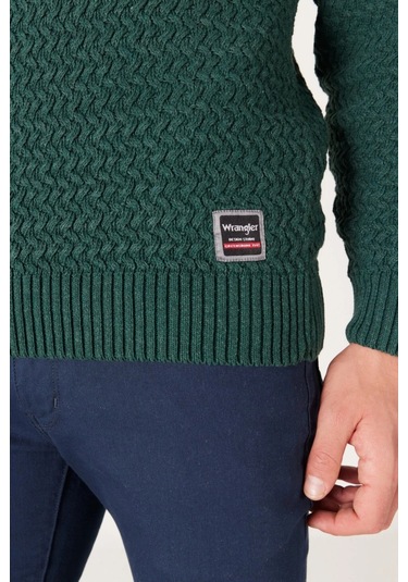 Wrangler Bisiklet Yaka Regular Fit Yeşil Erkek Kazak W232580300 001