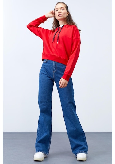 Tommy Life Kırmızı Uzun Kol Rahat Form Kapüşonlu Kadın Sweatshirt - 97115 Kırmızı Tommy Life Kırmızı Uzun Kol Rahat Form Kapüşonlu Kadın Sweatshirt - 97115 Kırmızı