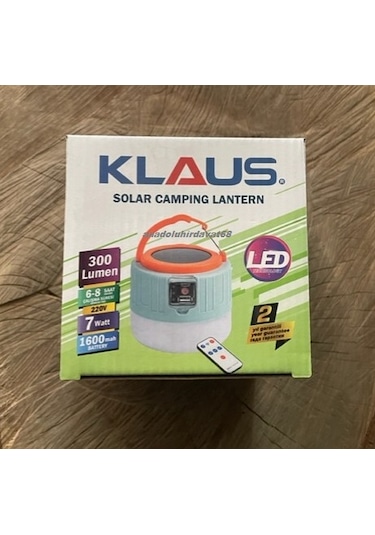 Klaus Pro Solar Kamp Lambası Güneş Enerjili Kamp Lambası Kumandalı 10saat Beyaz