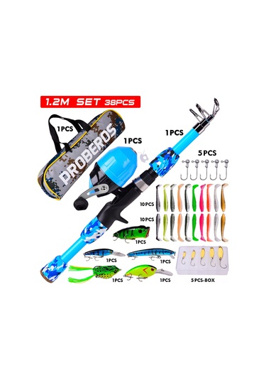 Neevoyu Taşınabilir Deniz Olta Seti - 4 Parçalı Çubuk, Makara, 40m Misina Ve Aksesuarlar Mavi