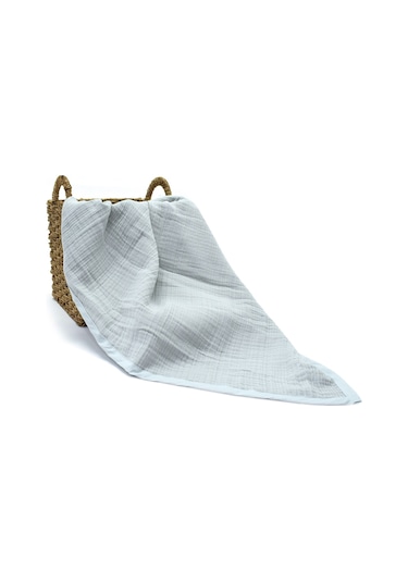 Ezh Pamuklu 4 Kat Müslin Bebek Battaniyesi 120 X 110 Cm Buz Mavisi