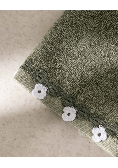 Jeanne Kroşeli 2'li %100 Pamuk El Havlusu - Yeşil - 30x40 Cm 8684427204801 Yeşil