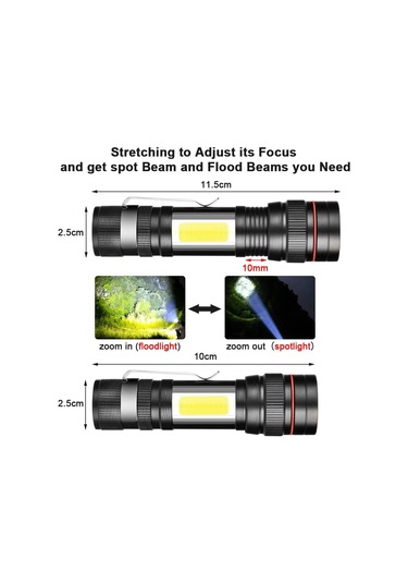 Şarj Edilebilir Led El Feneri, 800lm 3 Mod Ve Yakınlaştırılabilir El Feneri, Çocuklar İçin Taşınabilir Cob Taktik Lambası Hediye/kamp/yürüyüş/acil Durum/atölye 2 Adet Çok Renkli