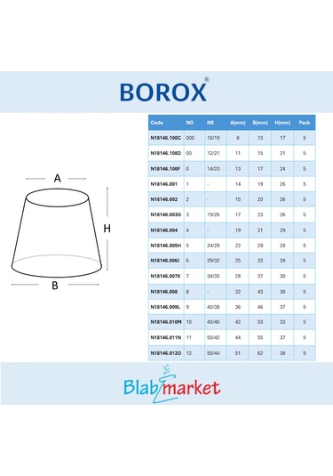 Borox Silikon Tıpa No 1 - 14x19x26mm - 5 Adet