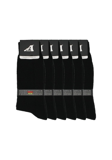 6'Lı Paket Termal/Thermal Havlu Siyah Erkek Çorap Siyah