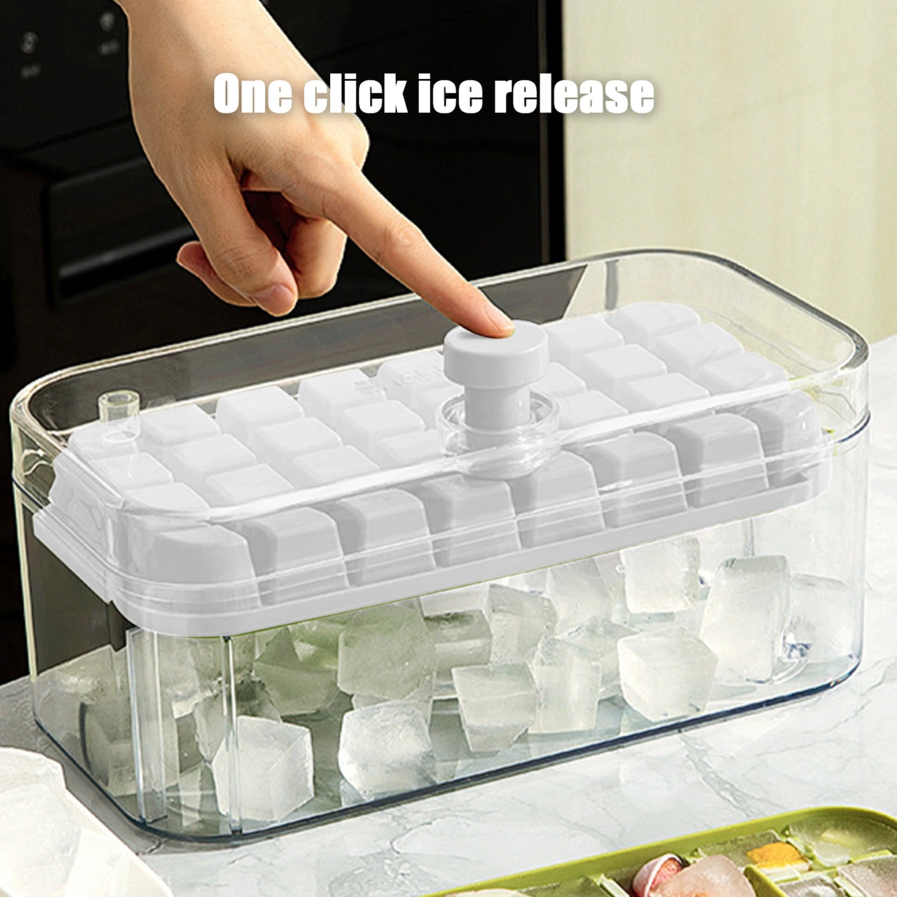 Dofolink 32 Adet Buz Küpü Kalıbı, Kapağı Ve Depo Kutusu İle Buz Kaşığı - Kolay Çıkarım Ve Boşluk Tasarrufu Sağlayan Ev Gereci Buz Depolama Seti Çok Renkli