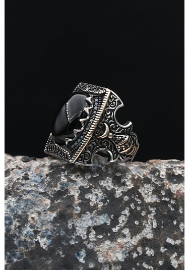 Minare Oniks Taşlı 925 Ayar Gümüş Erkek Yüzüğü 901682