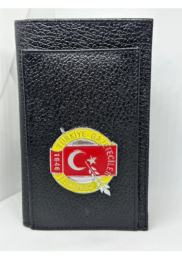 Trendcüzdan Gazeteciler Cemiyeti Hakiki Deri Notluk Cüzdan Siyah