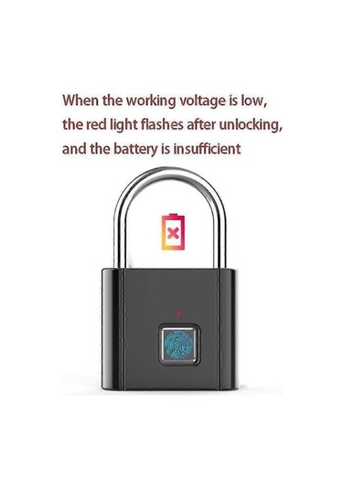 Createtech Çinko Alaşımlı Akıllı Parmak İzi Kilidi, Usb Şarjlı Metal Fp Kilidi Siyah