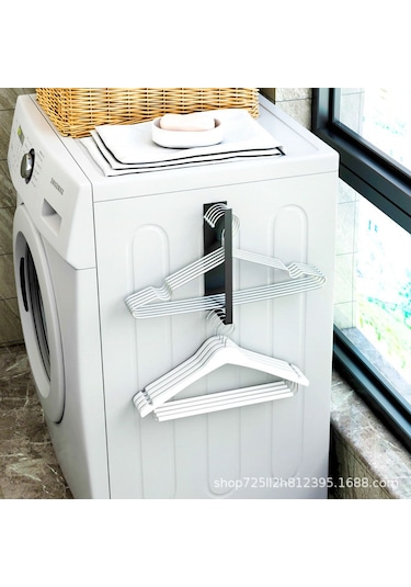 İskandinav Manyetik Çamaşır Makinesi Elbise Askısı Depolama Rafı Artefakt Balkon Bitirme Elb Rafı Duvar Çok Amaçlı Düzen. 57814709 Siyah