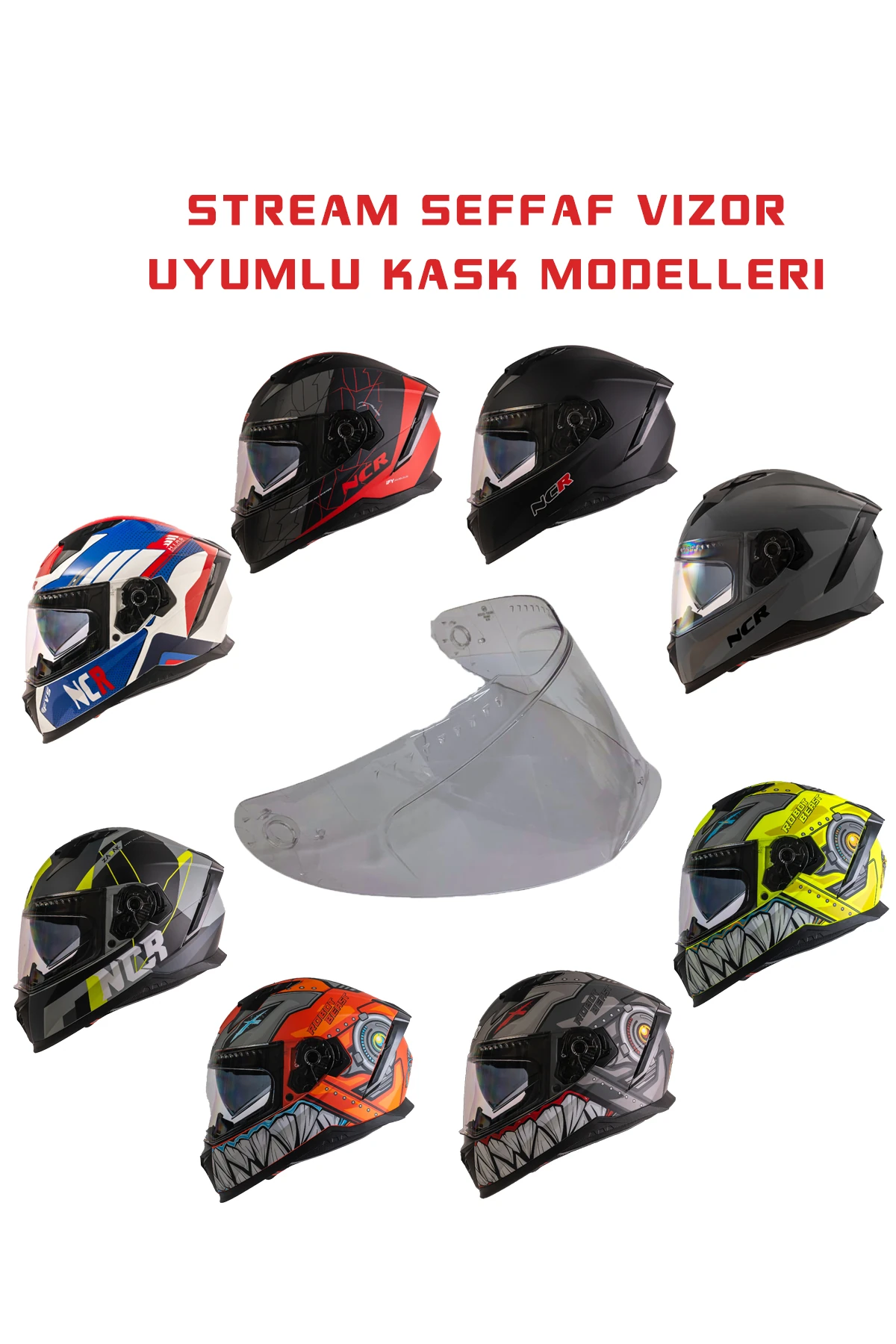 NCR Stream Full Face Kask Şeffaf Vizör M69 Standart