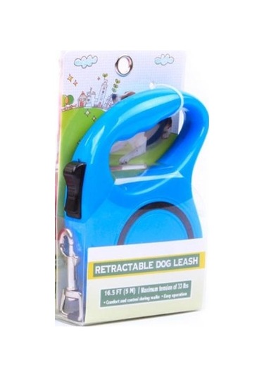 Uzatmalı Otomatik Köpek Gezdirme Tasması 5 Mt Mavi