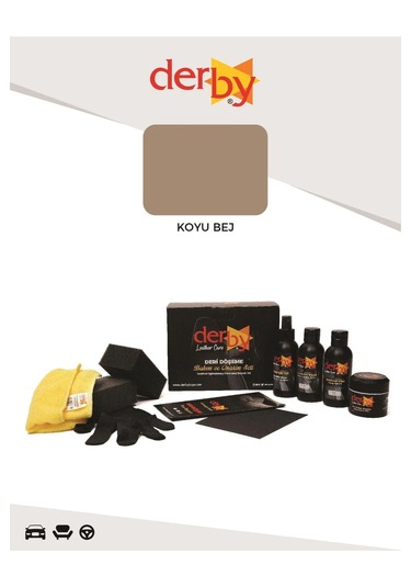 Derby Koyu Bej Deri Döşeme Boyama Ve Onarım 4 Lü Set