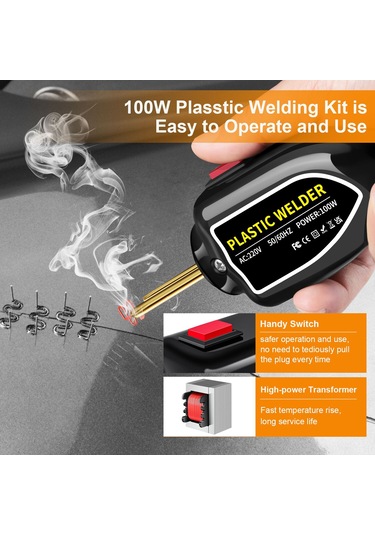Konesam 100w Yüksek Güçlü Plastik Kaynak Makinesi, Otomobil Parçaları Ve Kayak Tamir Seti, 200 Adet Çivi Dahil