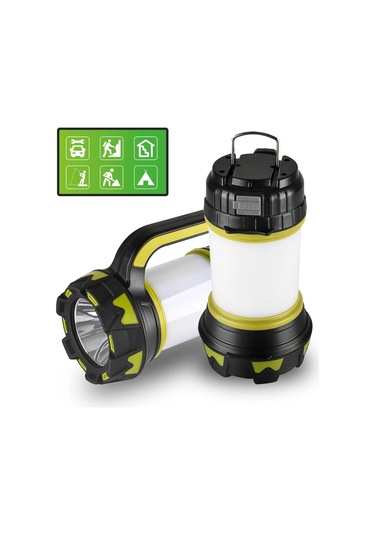 Techtic Kamp Feneri 6 Modlu Şarj Edilebilir El Feneri Powerbank Siyah