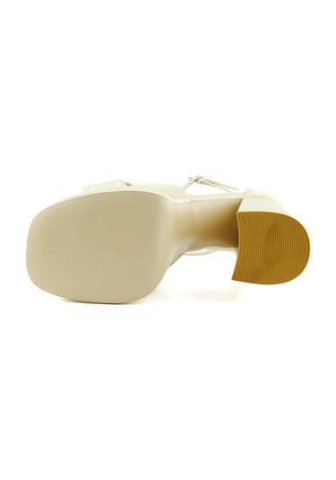 Erkan Saçmacı Celine Ten Saten Önü Açık Çapraz Bantlı Çift Platformlu Kalın Topuklu Abiye Ayakkabı Ten Rengi Ten