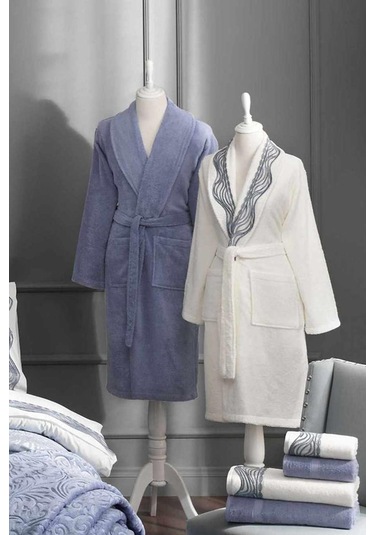 Helezon Çeyiz Seti Lacivert 16 Parça Ekru