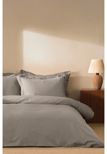 Puffy Andra Çift Kişilik Saten Nevresim Takımı - Grej Bej