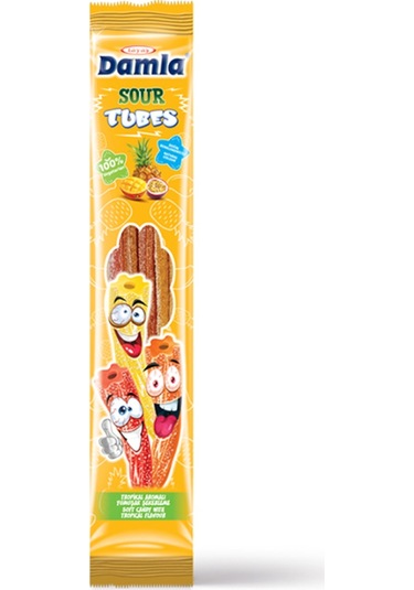 Tayaş Damla Sour Tubes Licorice Tropikalli Jel Şeker 24 x 30 G
