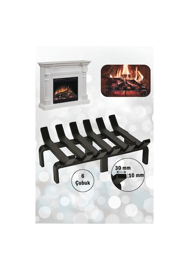 36 Cm X 32 Cm 6 Çubuklu Ekstra Şömine Izgarası Dar Gözlü Izgara