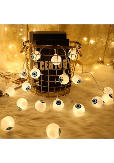 Suofeng Halloween İçin 2m 10 Led Göz Modeli Işık Zinciri, 2xaa Pil İle Çalışır, Çok Renkli Efekt, Dekorasyon Işığı