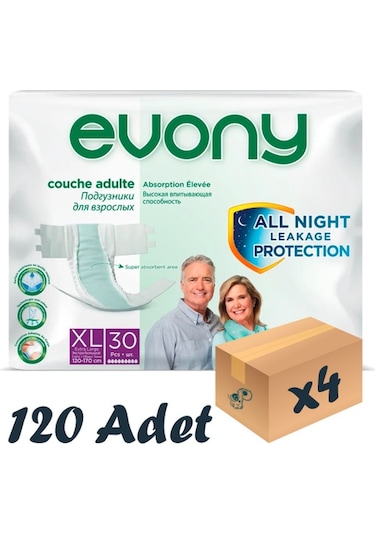 Evony Yetişkin Hasta Bezi Extra Büyük Boy XL 120 Adet