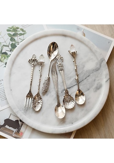 Gümüş Vintage Kaşık Çatal 6 Parçalı Çatal Bıçak Kaşık Seti Mini Kraliyet Tarzı Metalik Altın Kaşığı Çatal Bıçak Kaşık Tk. 56927054 GÜmüş