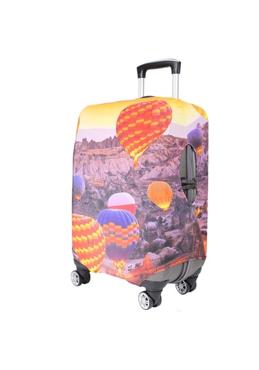 My Saraciye Valiz Kılıfı, Bavul Kılıfı Büyük, Orta, Kabin Boy Kılıf Seti, Kapadokya-3 73 Turuncu