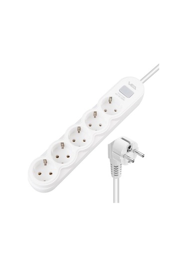 Vea Va-21569 5'li Anahtarlı 1.5 Metre Akım Korumalı Priz Beyaz