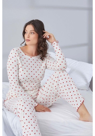 Bayan Pijama Takım Kadın Ta003 Beyaz