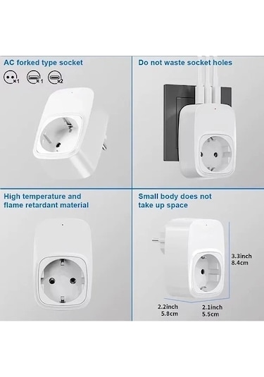 Tekli Yüksek Voltaj Korumalı Duvar Prizi 2x Type-c 1x Usb Çıkışlı Priz Grup Priz Çoğaltıcı Beyaz Belirtilmemiş