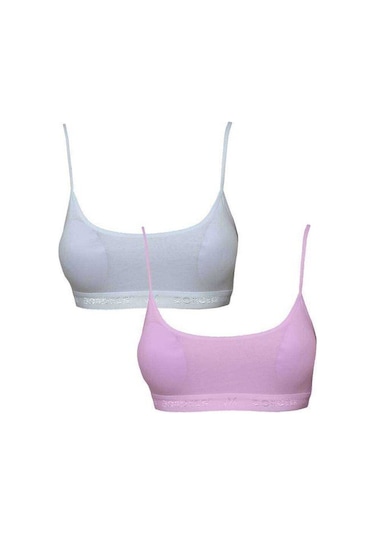 Royaleks Pedli İp Askılı Beyaz Ve Pembe Büstiyer 2 Adet Beyaz - Pembe