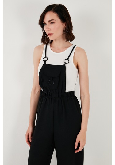 Lela Keten Karışımlı Askılı Bahçıvan Bayan Tulum 66970232S4 Siyah