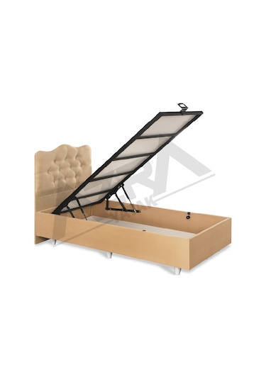 Nero Tek Kişilik Baza Prenses Krem %100 Çelik+ Mdf 100 x 200 CM
