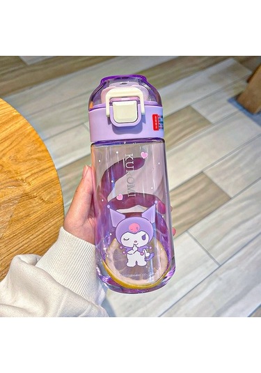Miss Play Sanrio Kuromi Plastik Bardak, Gösterişli Çocuk Su Bardağı, Kullanışlı Kulp, Öğrenci Bardağı, Açılır Kapak, Doğrudan Içme Bardağı E4h3ıb Açık Mor