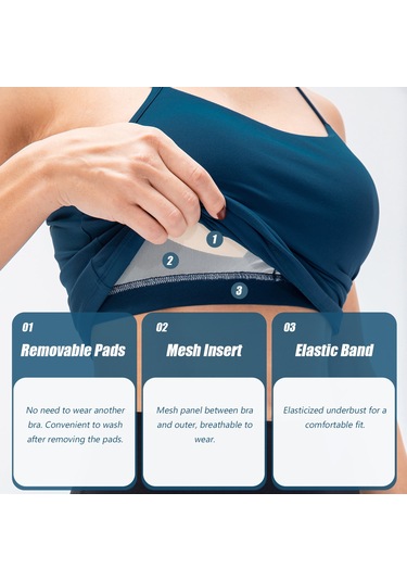 Jeemson Kadınlar İçin Sporcu Atlet - Çapraz Askılı, Kaymayan, Çıkarılabilir Göğüs Pedli SiYAH