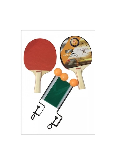Leyaton Masa Tenisi Seti - 2 Raketi + 3 Pinpon Topu + File Çok Renkli